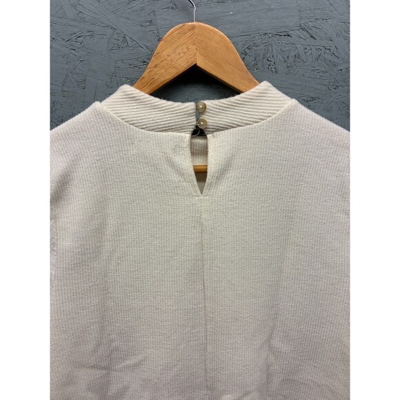 Madewell Sweater Top Women’s Ivory Textured Knit Mixed Fabric Long Sleeve L - Picture 11 of 11